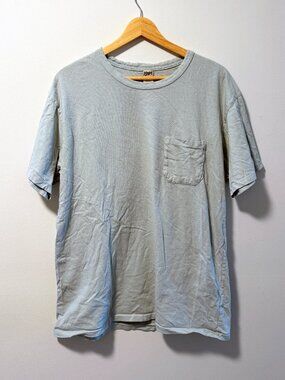 Mugsy Light Blue Brushed Cotton Pocket Tee - Made in USA - L